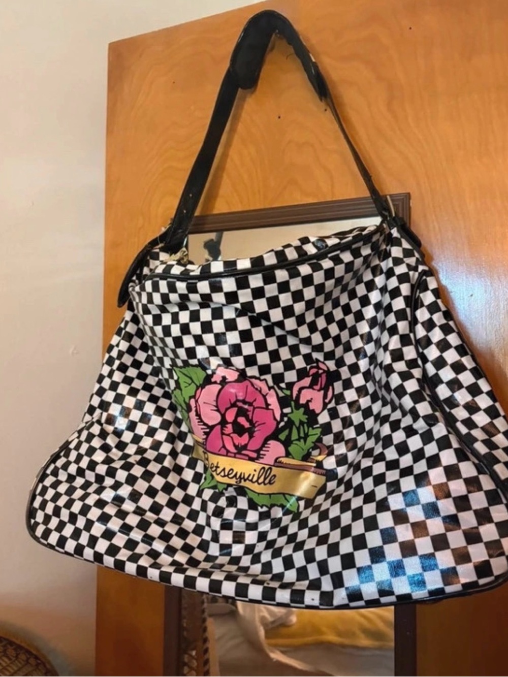 Betseyville Black & White Checkered Floral Carry-On by Betsey Johnson